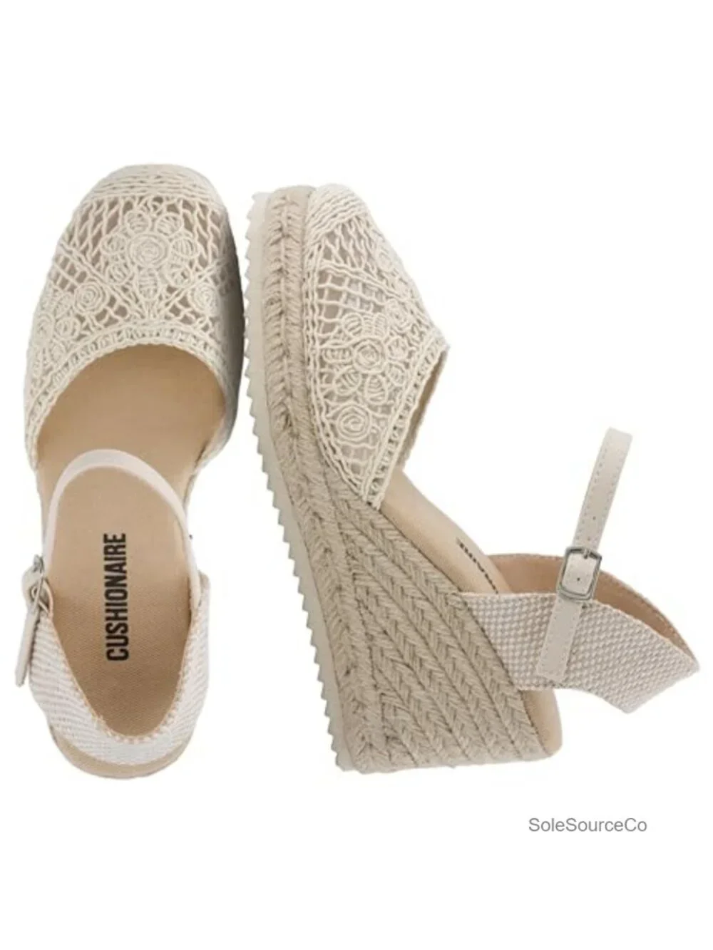 CUSHIONAIRE Flora Espadrille Wedge Sandals Women Closed Toe Ankle Strap